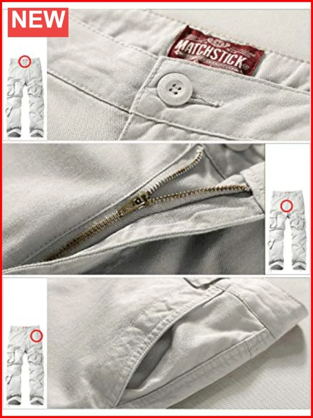 Men's Cargo Pants 8 Pockets Adjustable Drawstring Waist Cotton Twill